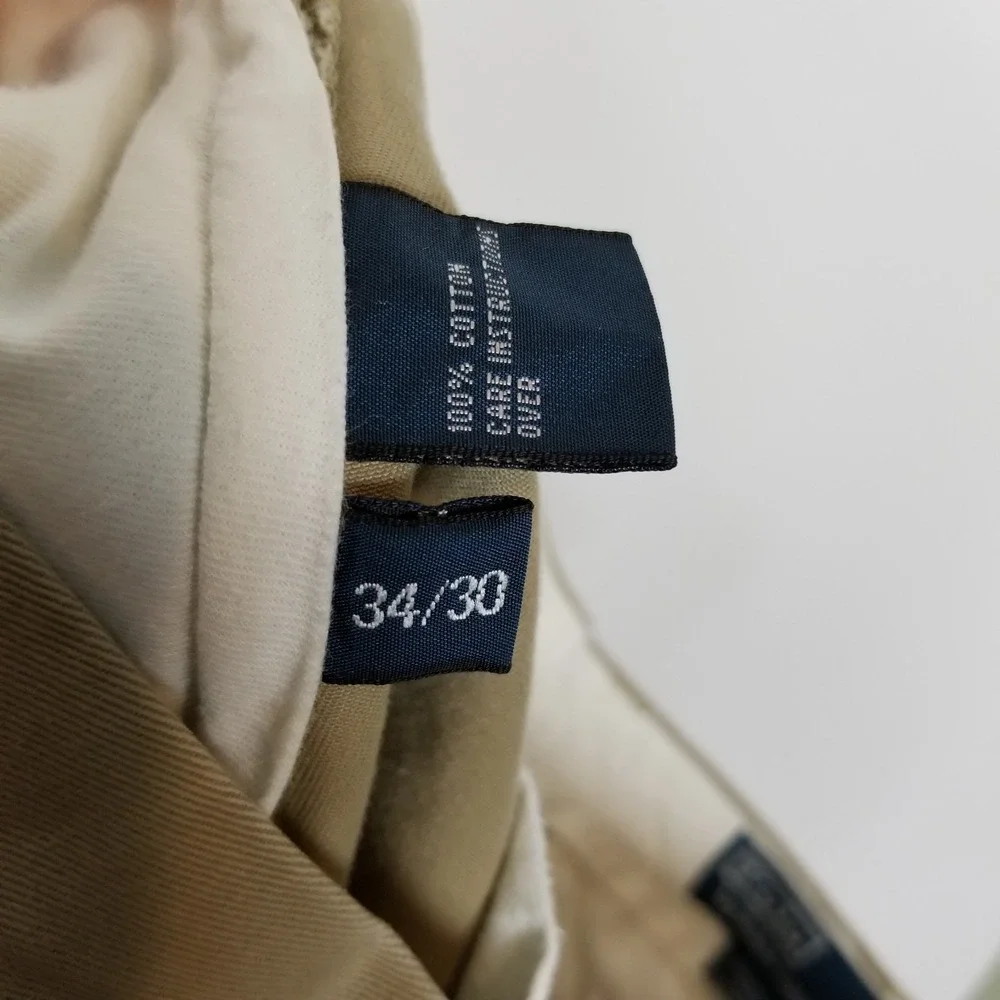 VTG Polo Ralph Lauren Men Cotton Chino Pants Sz 34‎ x 30 Khaki Classic Preppy - Picture 6 of 6